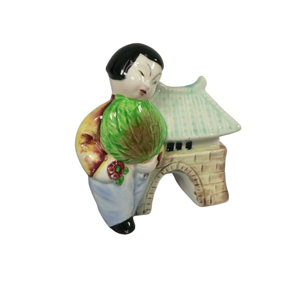 Asian Pocket Planter Japan Hand Painted Chop Marked - Picture 2 of 12